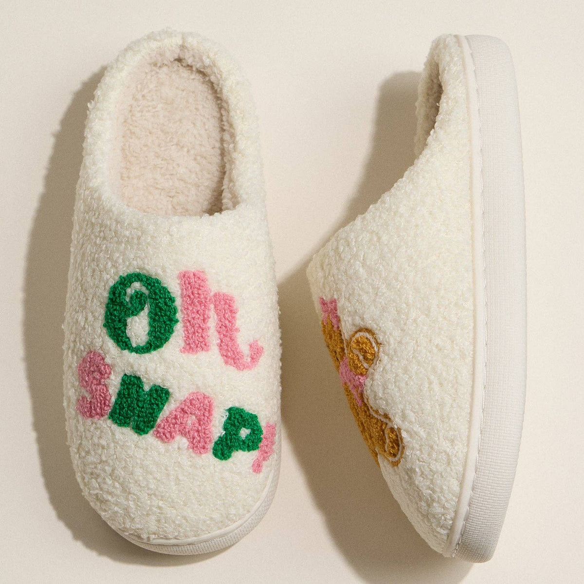 Oh Snap Gingerbread Sherpa Slippers