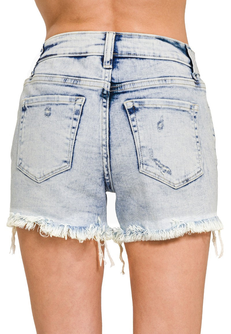 Acid Wash Frayed Shorts