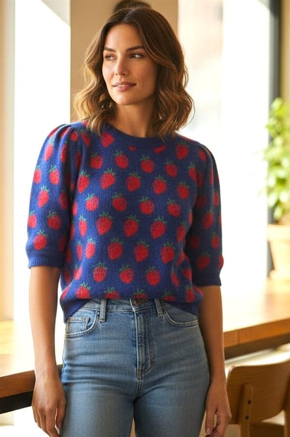 Strawberry Short Sleeve Sweater