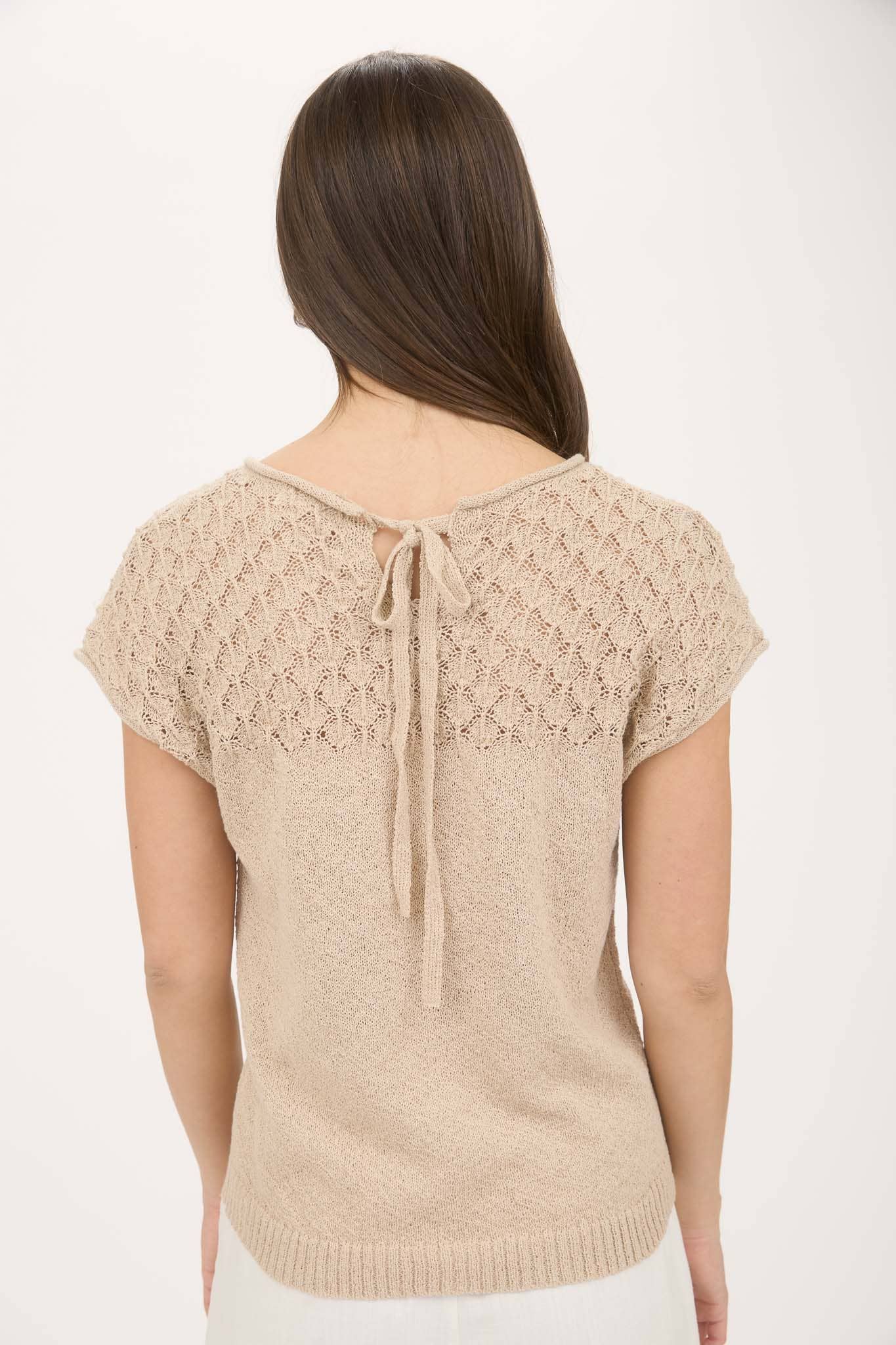 Eyelet Yolk Sweater Knit Top