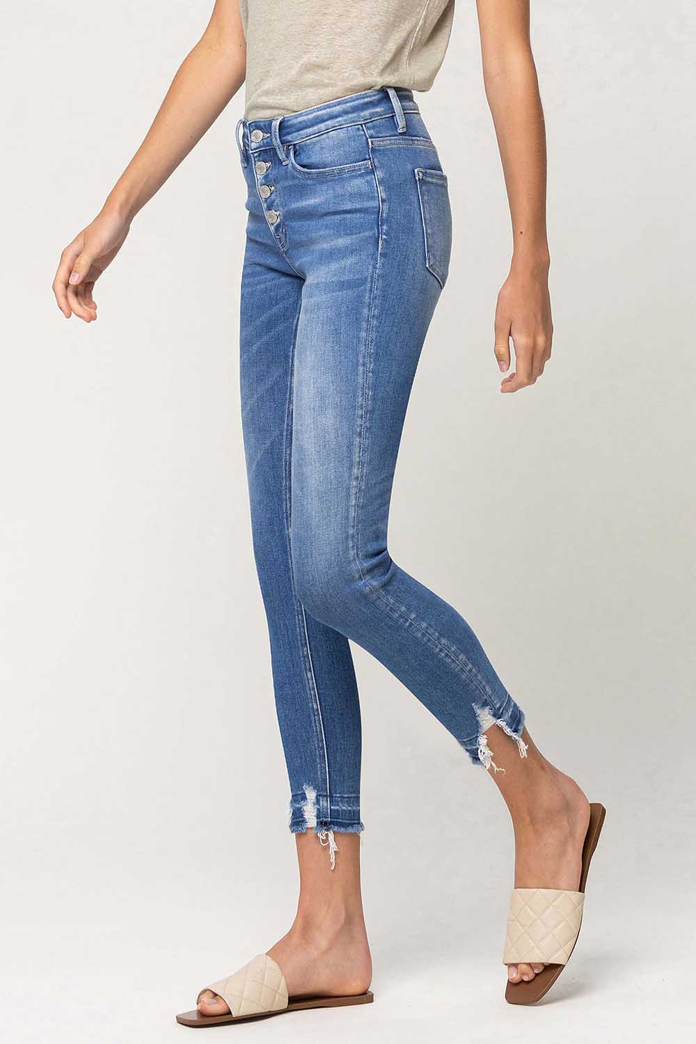 Vervet | Mid Rise Skinny Crop Button Fly Jeans