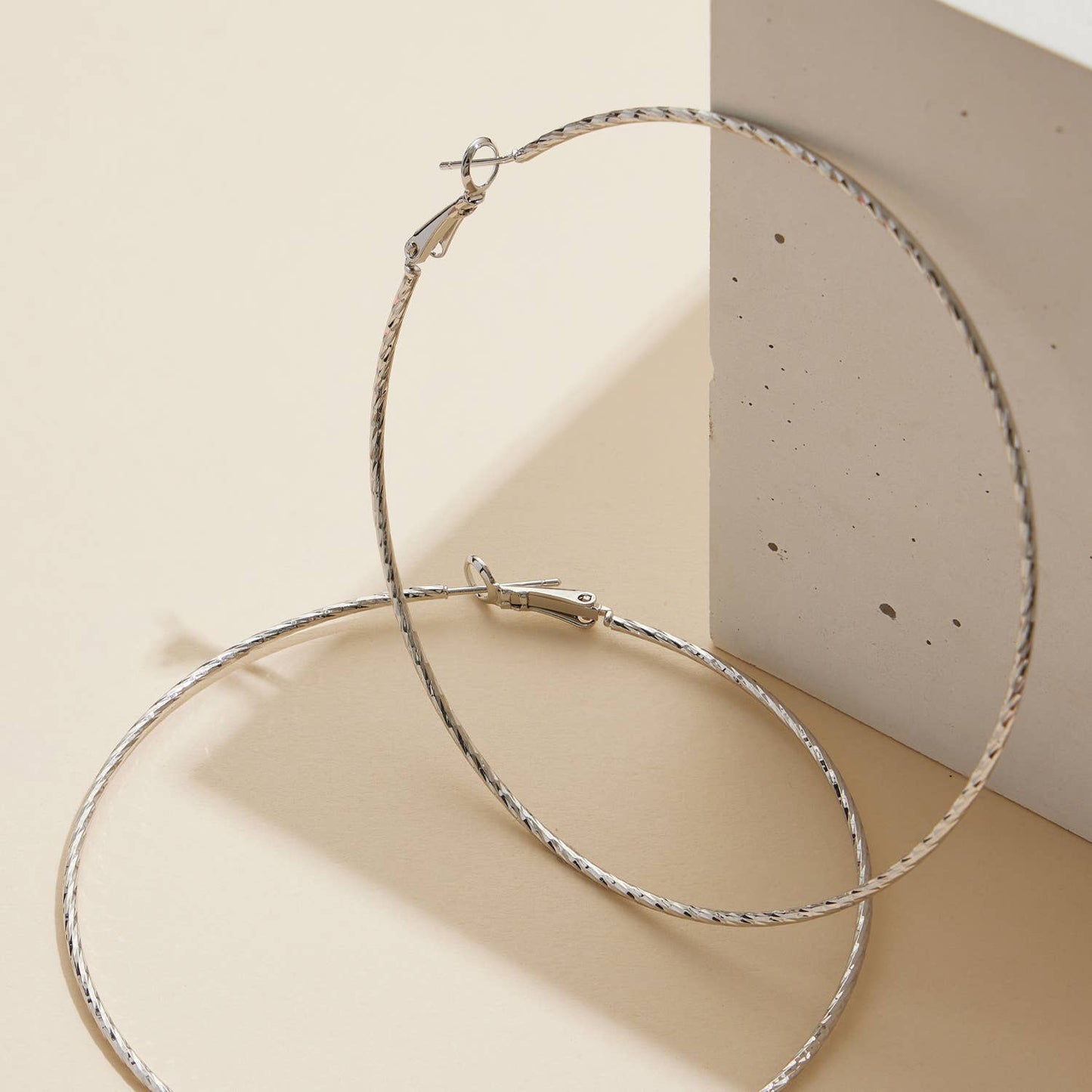 18K Gold Dip Twisted Large Hoop Earrings