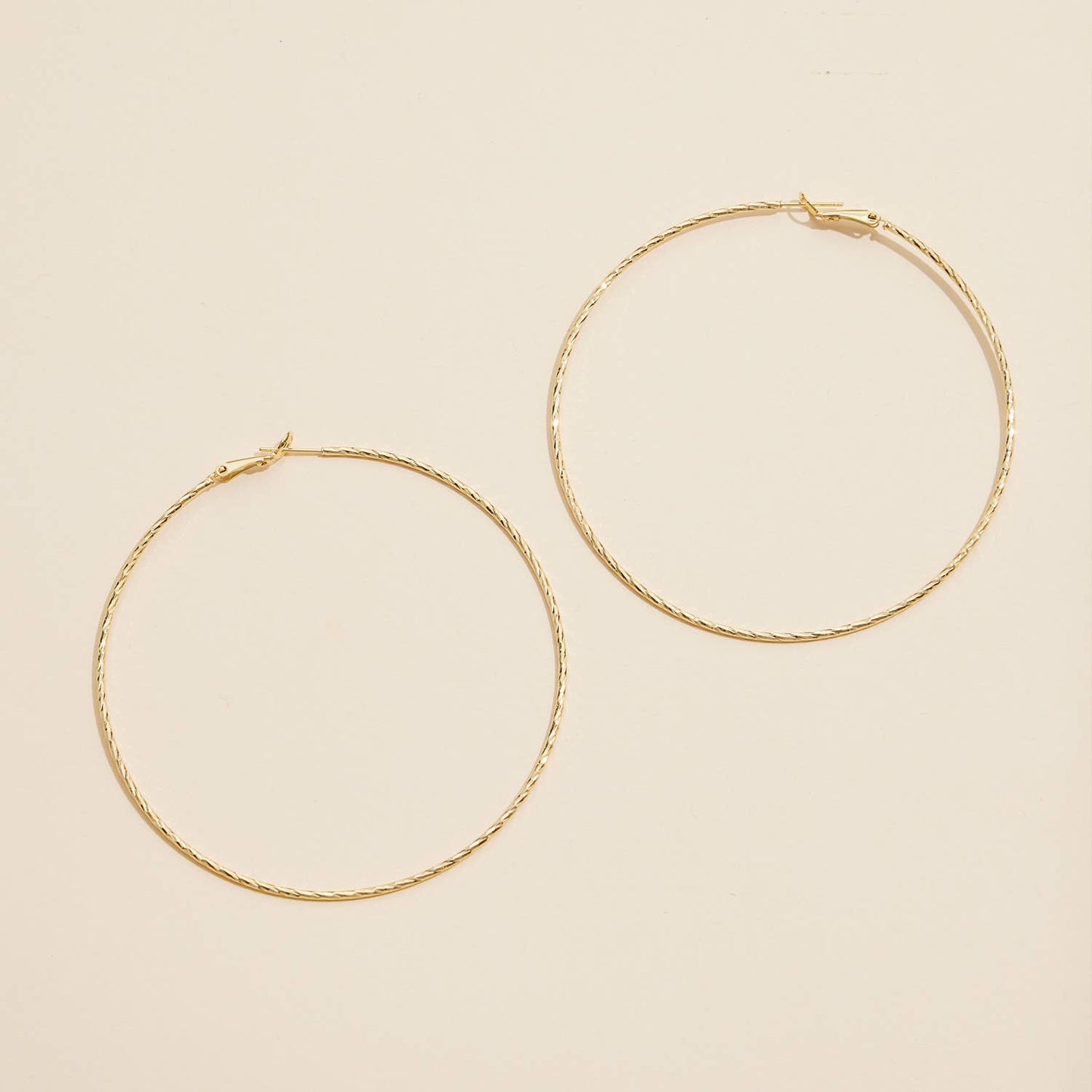 18K Gold Dip Twisted Large Hoop Earrings