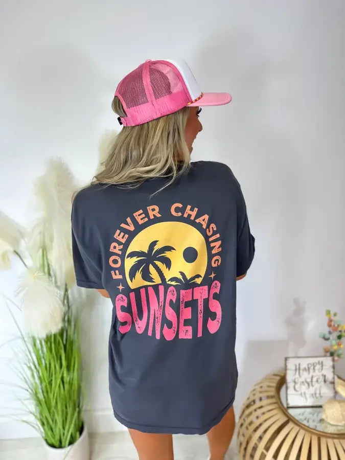 Forever Chasing Sunset Graphite Graphic Tee
