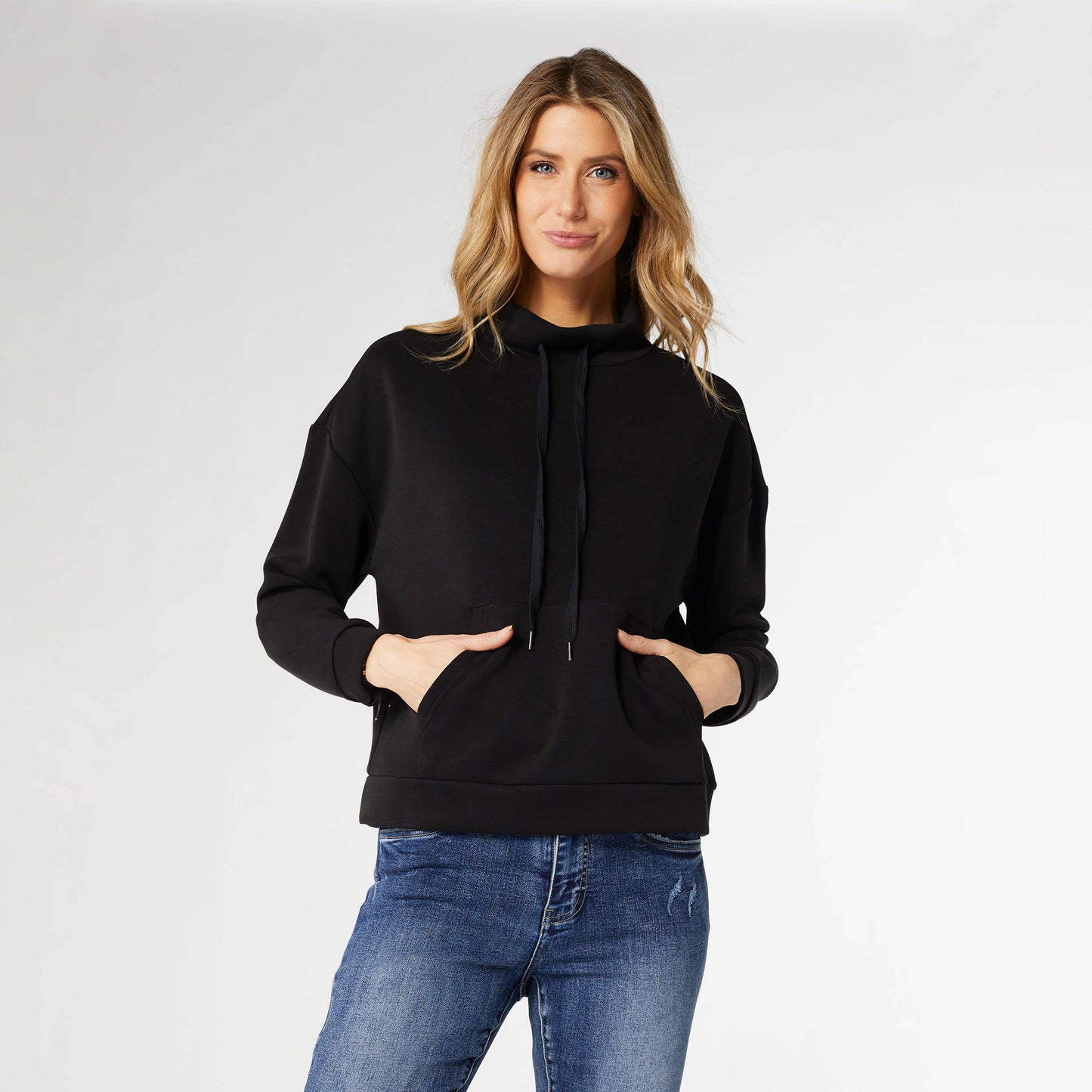 Hilarie Super Soft Mock Neck Pouch Pocket