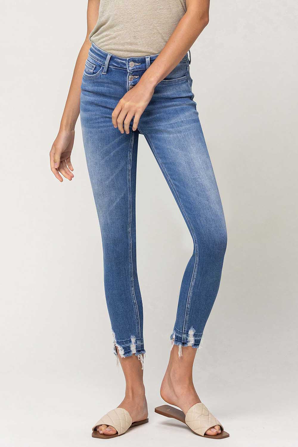 Vervet | Mid Rise Skinny Crop Button Fly Jeans