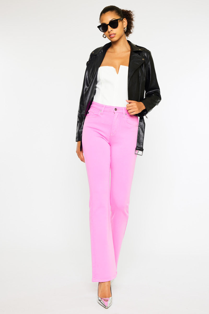 Kancan | High Rise Pink Bootcut Jeans