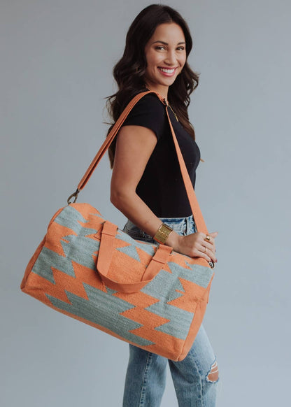 Slate & Orange Aztec Duffel