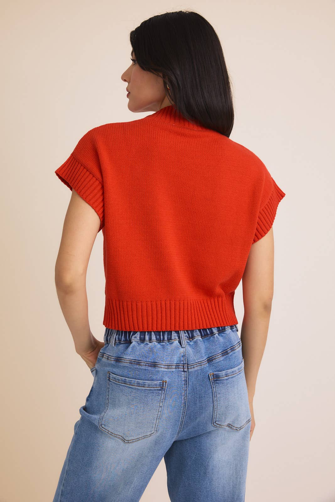 Mock Neck Wide Shoulder "Heart" Sweater