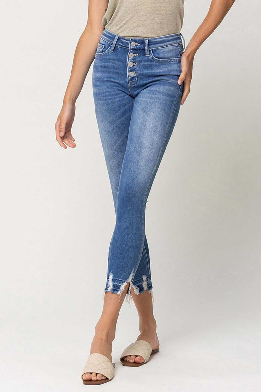 Vervet | Mid Rise Skinny Crop Button Fly Jeans