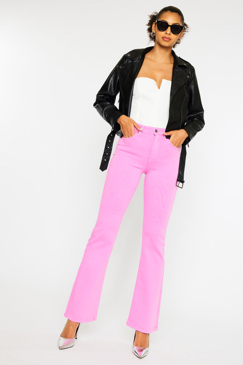Kancan | High Rise Pink Bootcut Jeans