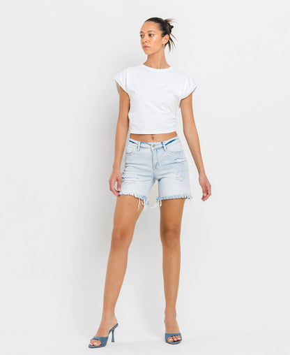 Vervet | Mid Rise Distressed Stretch Shorts