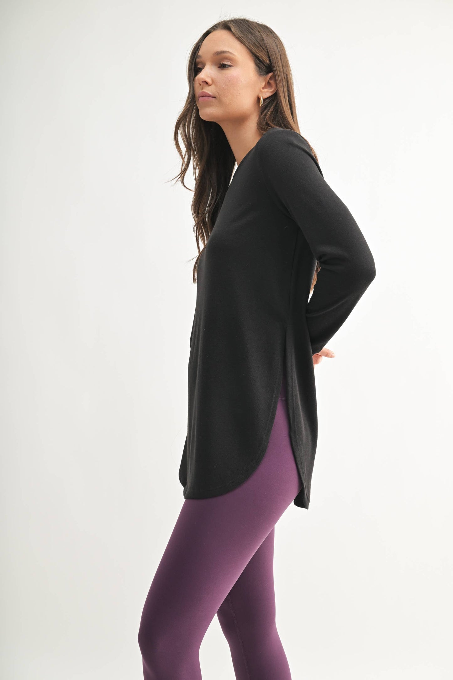 Mono B | Long Sleeve Flow Top with Side Slit