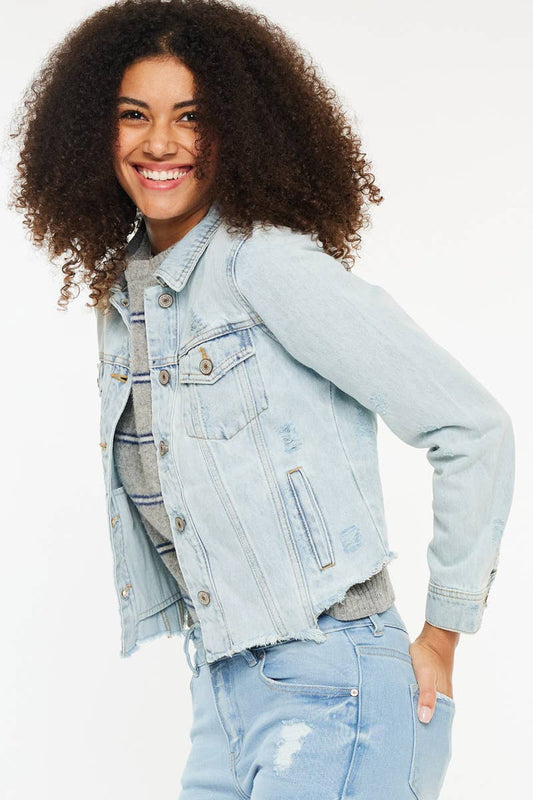 KanCan Distressed Denim Jacket