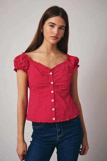Off Shoulder Polka Dot Top