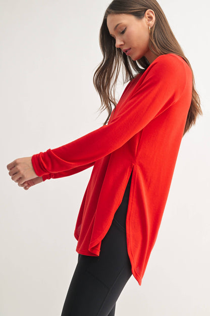 Mono B | Long Sleeve Flow Top with Side Slit