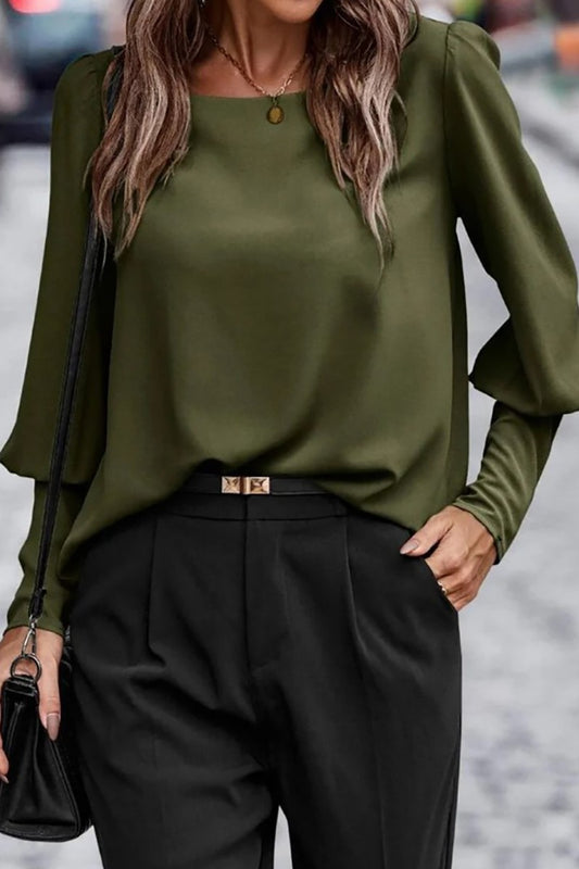 Back Button Satin Blouse