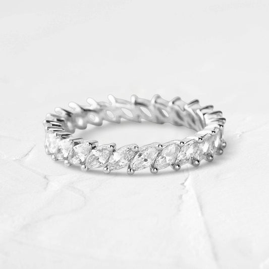 Marquise Moissanite Eternity Band in .925 Silver