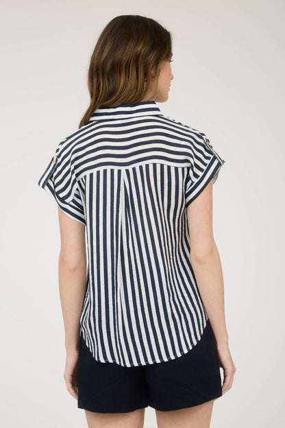 Striped Short Sleeve Button Down Shirt