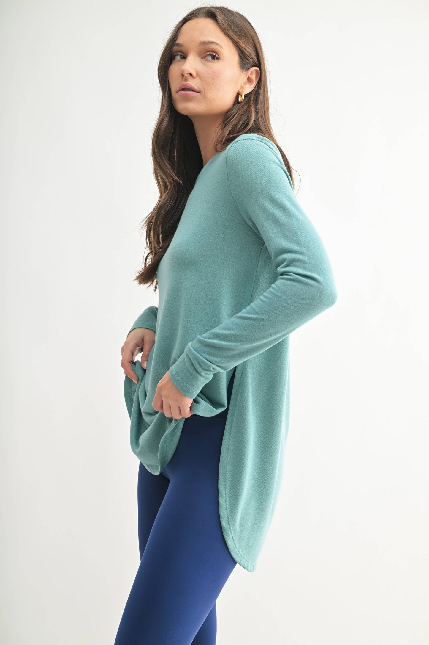 Mono B | Long Sleeve Flow Top with Side Slit