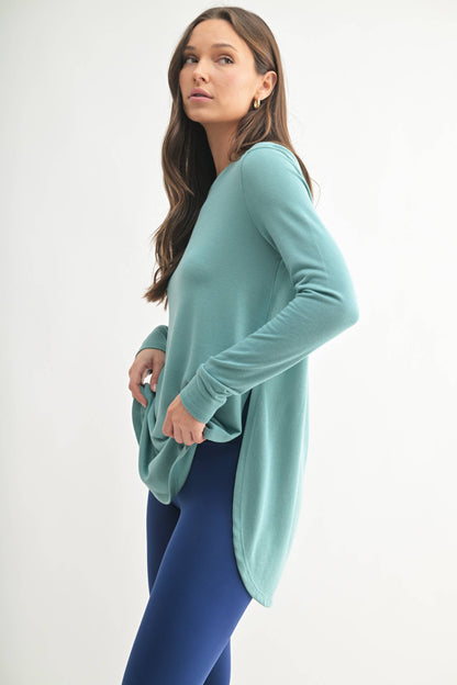 Mono B | Long Sleeve Flow Top with Side Slit
