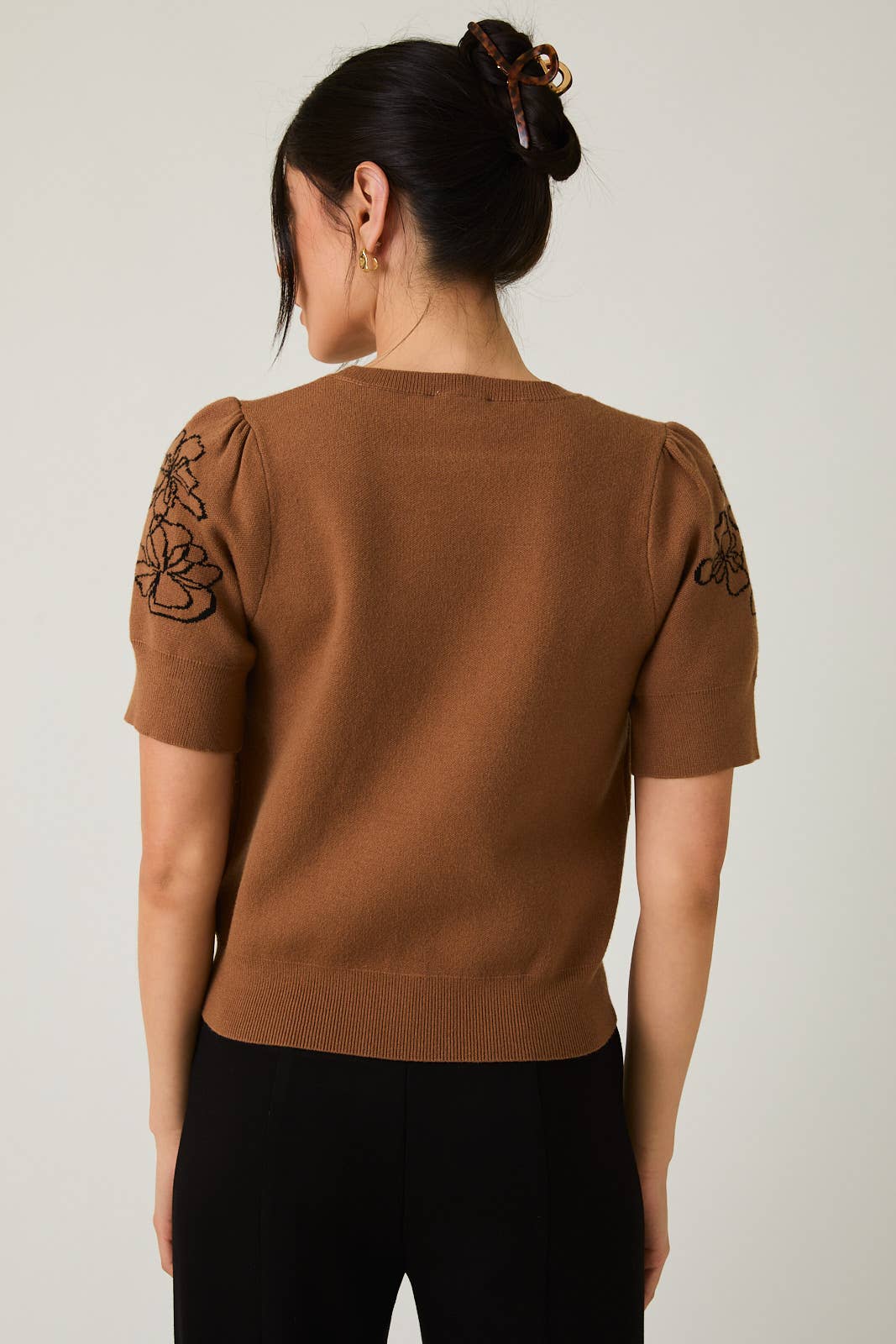 Puff Half Flower Sleeve Sweater