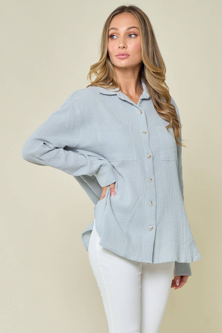 Oversized Gauze Button Down Shirt