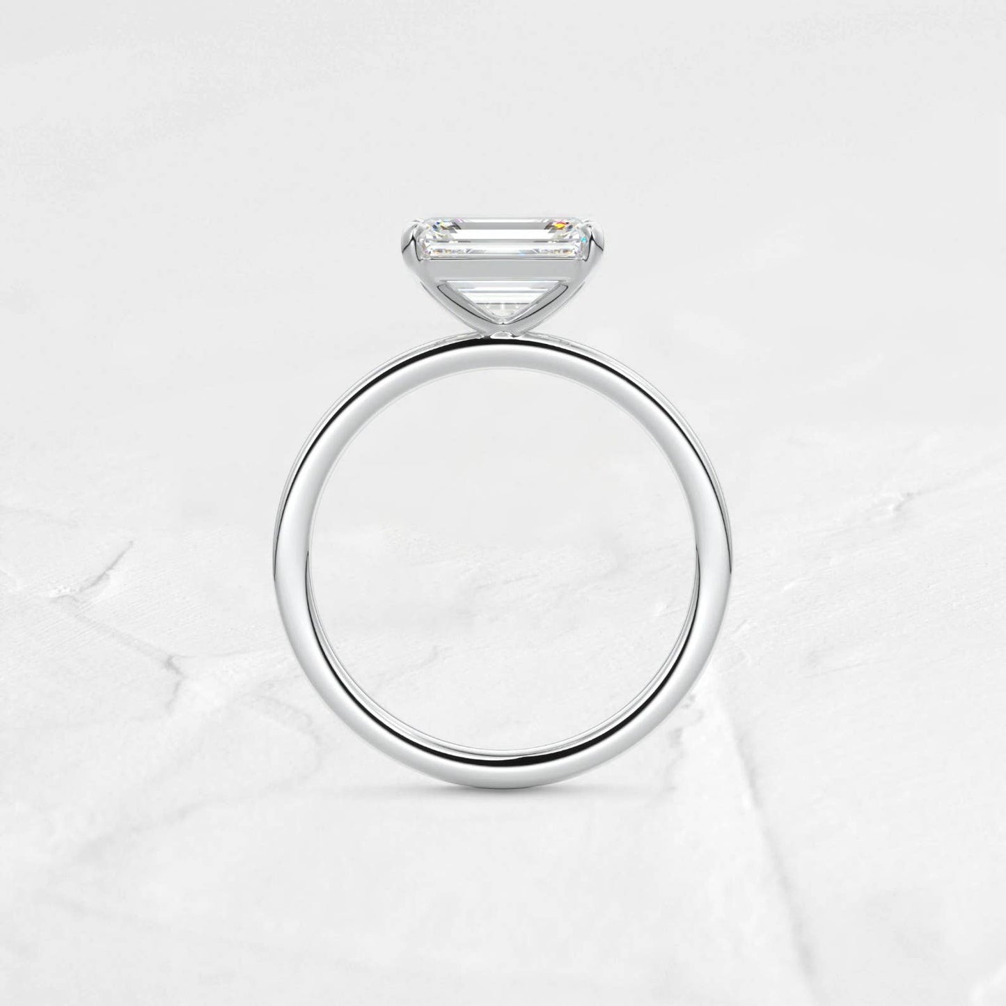 1.5CT East-West Emerald Moissanite Solitaire Ring in .925 Silver