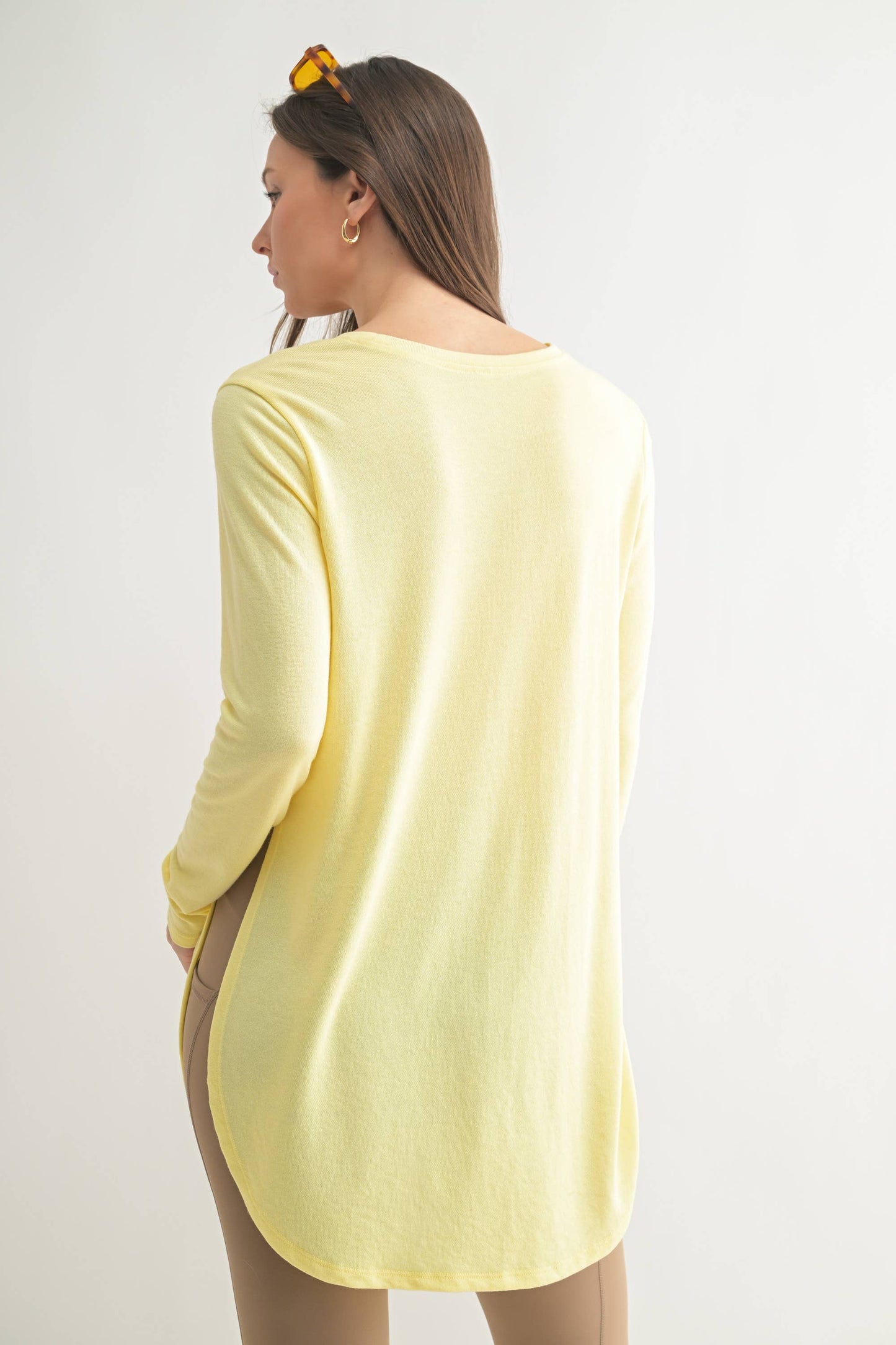 Mono B | Long Sleeve Flow Top with Side Slit