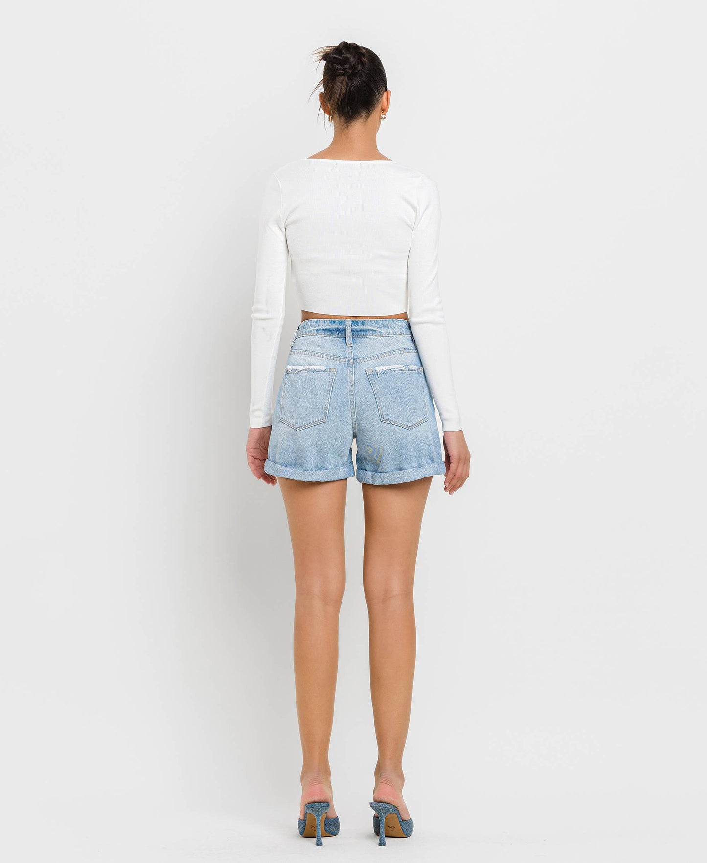 Vervet | Mid Rise Double Cuffed Boyfriend Shorts