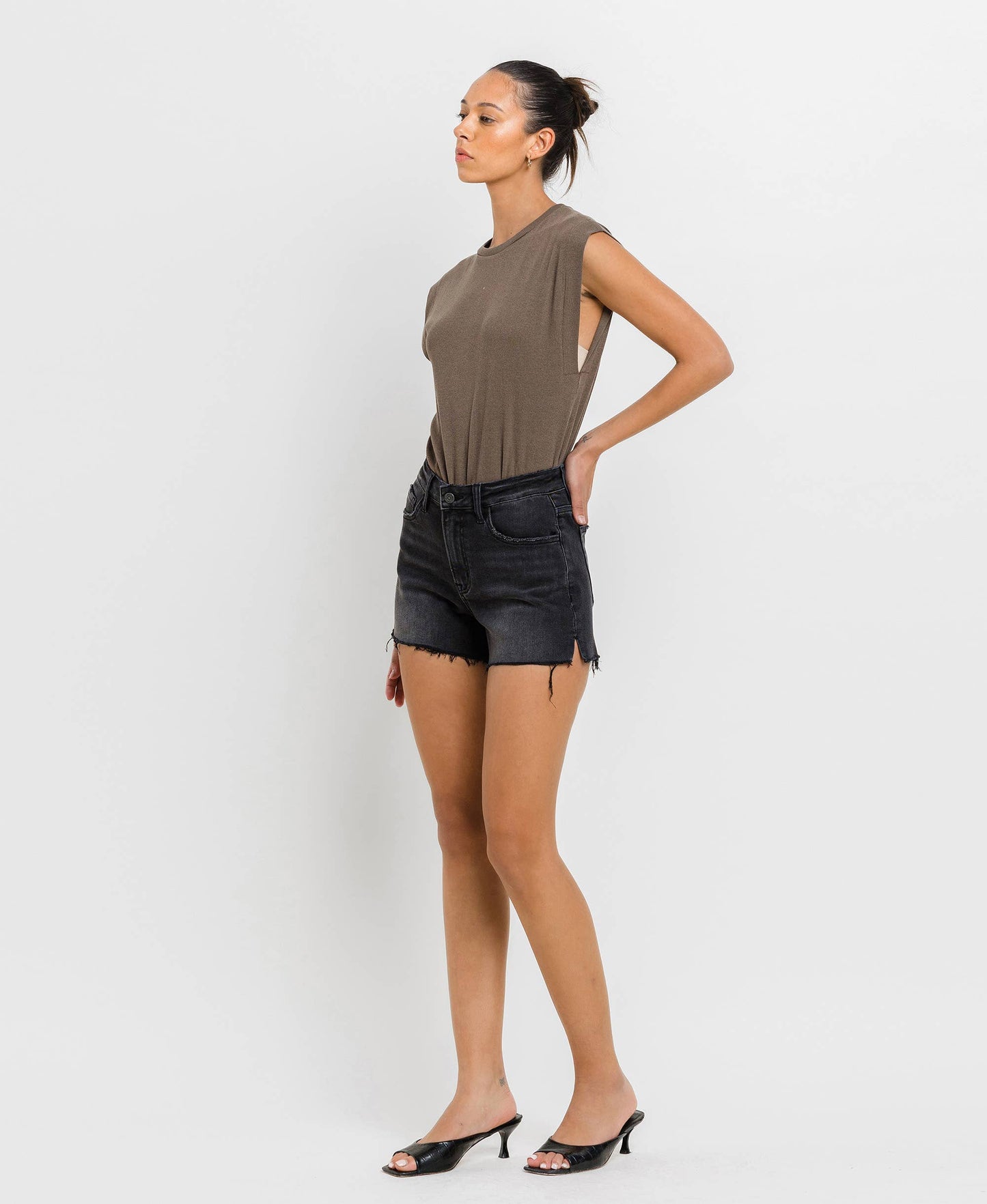 Vervet | High Rise Side Slit A Line Shorts