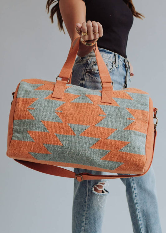 Slate & Orange Aztec Duffel