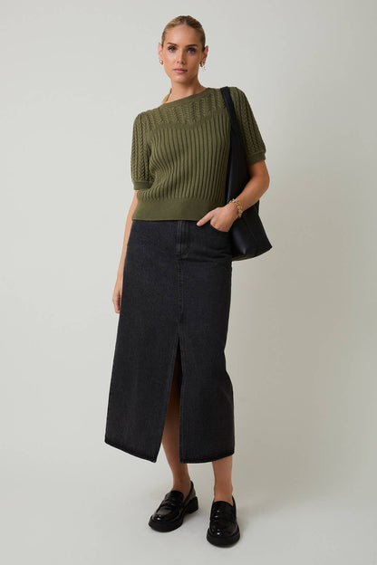 Puff Sleeve Cable Knit Sweater