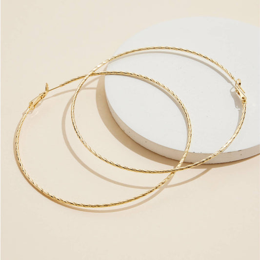 18K Gold Dip Twisted Large Hoop Earrings