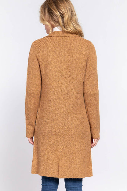 Notched Collar Sweater Jacket