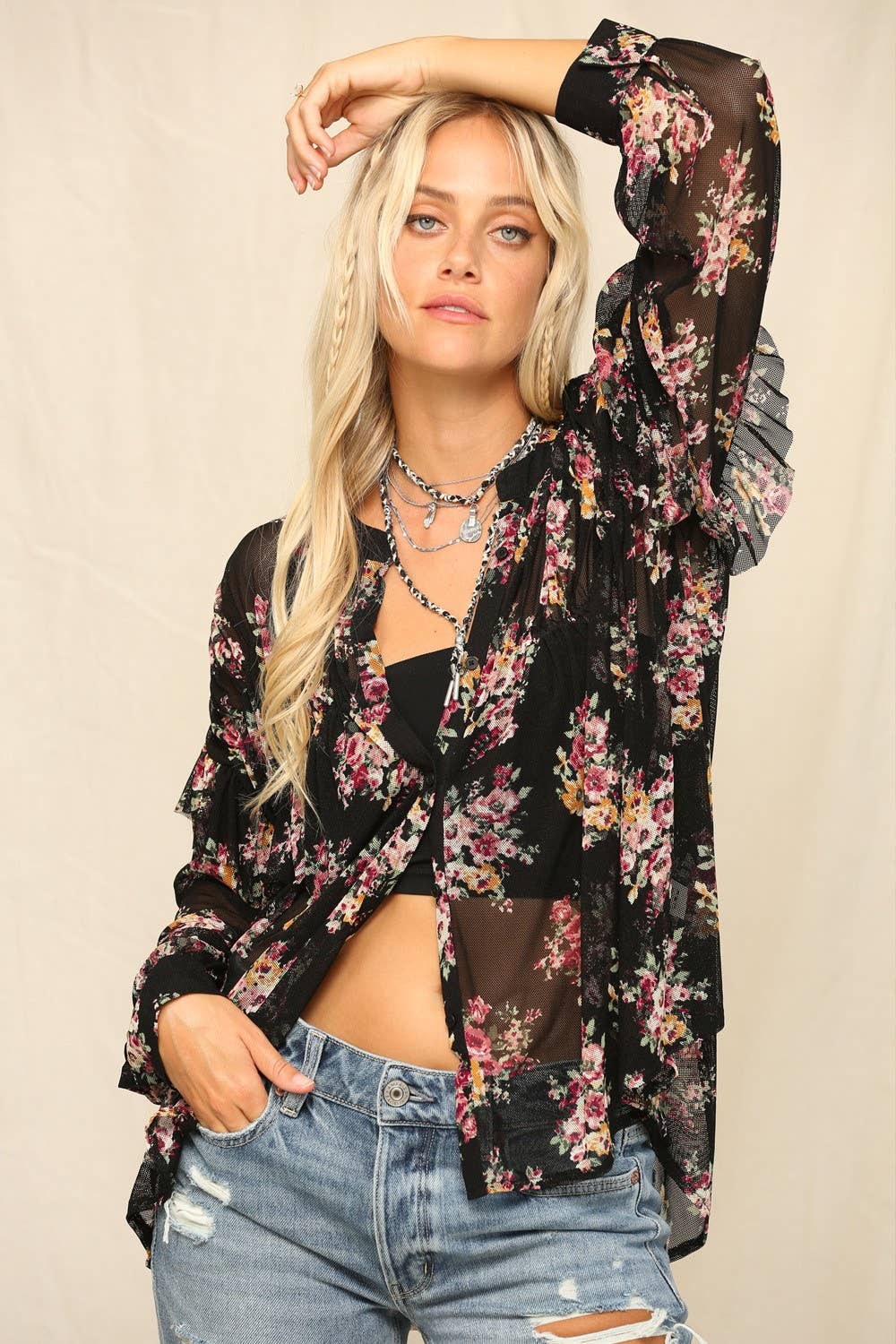 Floral Button-Down Blouse