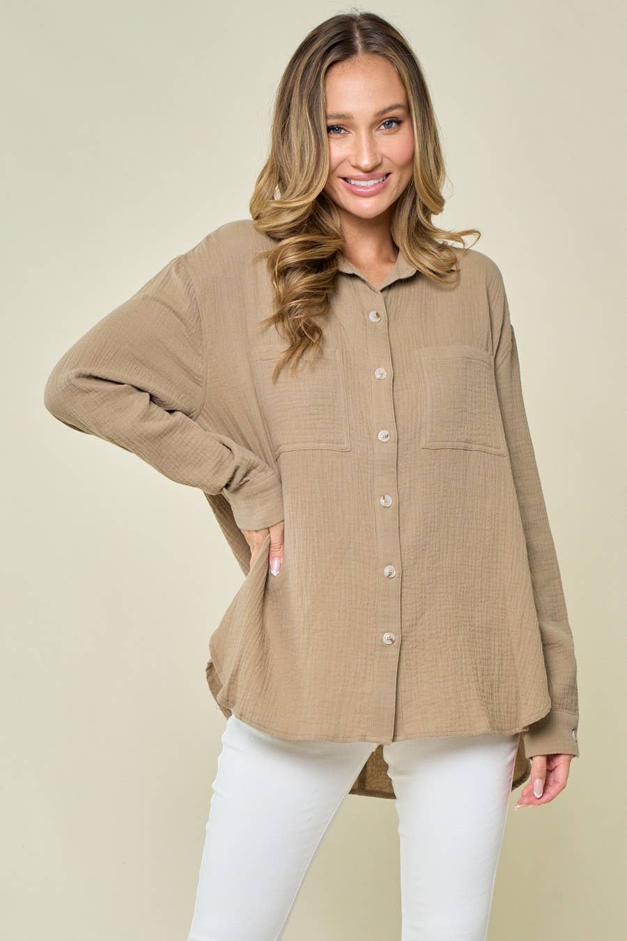Oversized Gauze Button Down Shirt