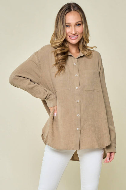 Oversized Gauze Button Down Shirt
