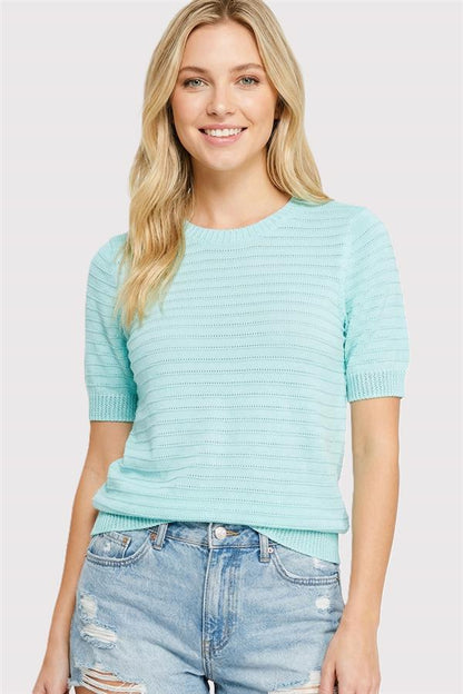 Staccato | Pointelle Short Sleeve Sweater
