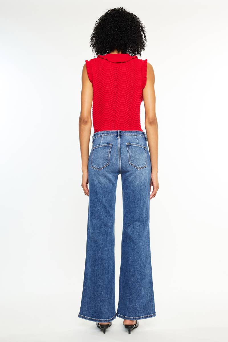 KanCan | Petite Mid Rise Wide Flare Jean
