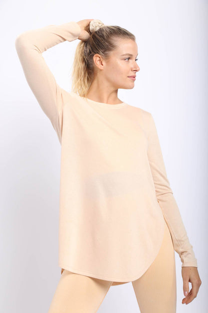 Mono B | Long Sleeve Flow Top with Side Slit