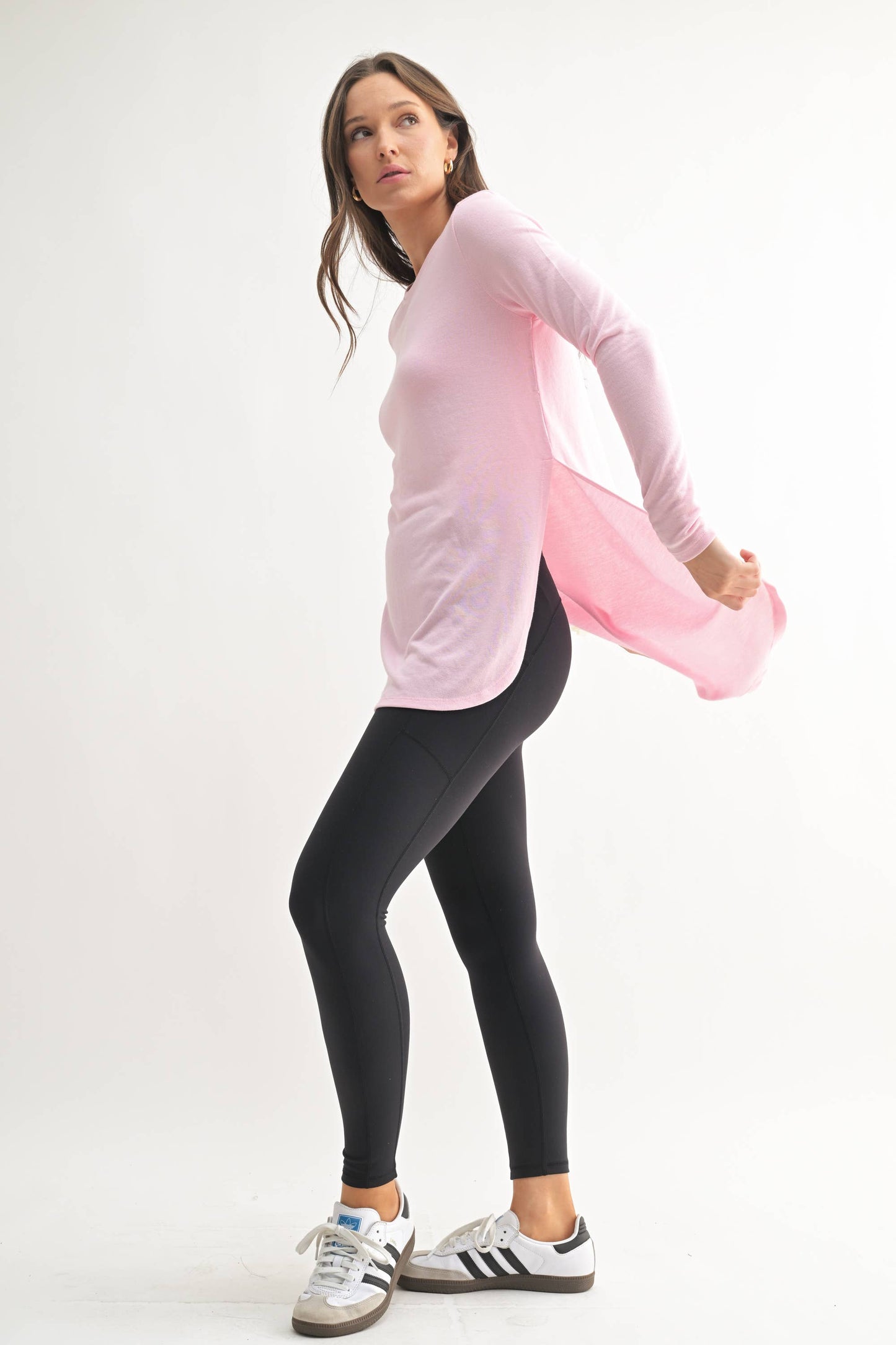 Mono B | Long Sleeve Flow Top with Side Slit