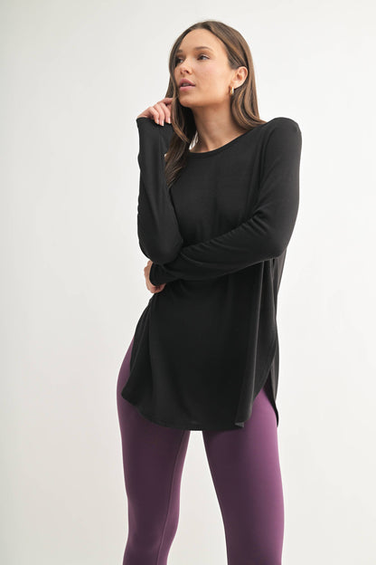Mono B | Long Sleeve Flow Top with Side Slit
