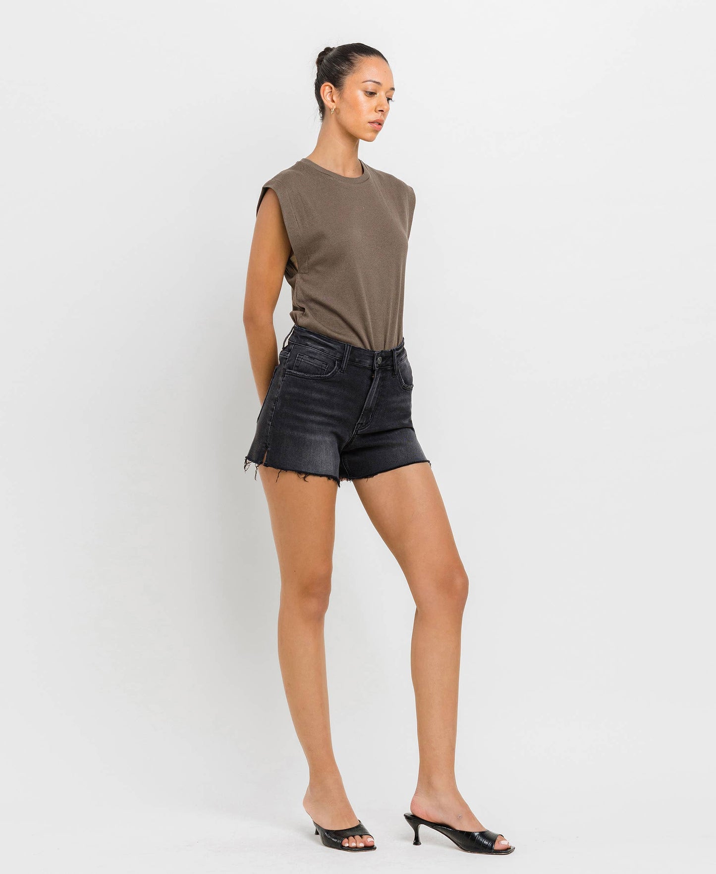 Vervet | High Rise Side Slit A Line Shorts