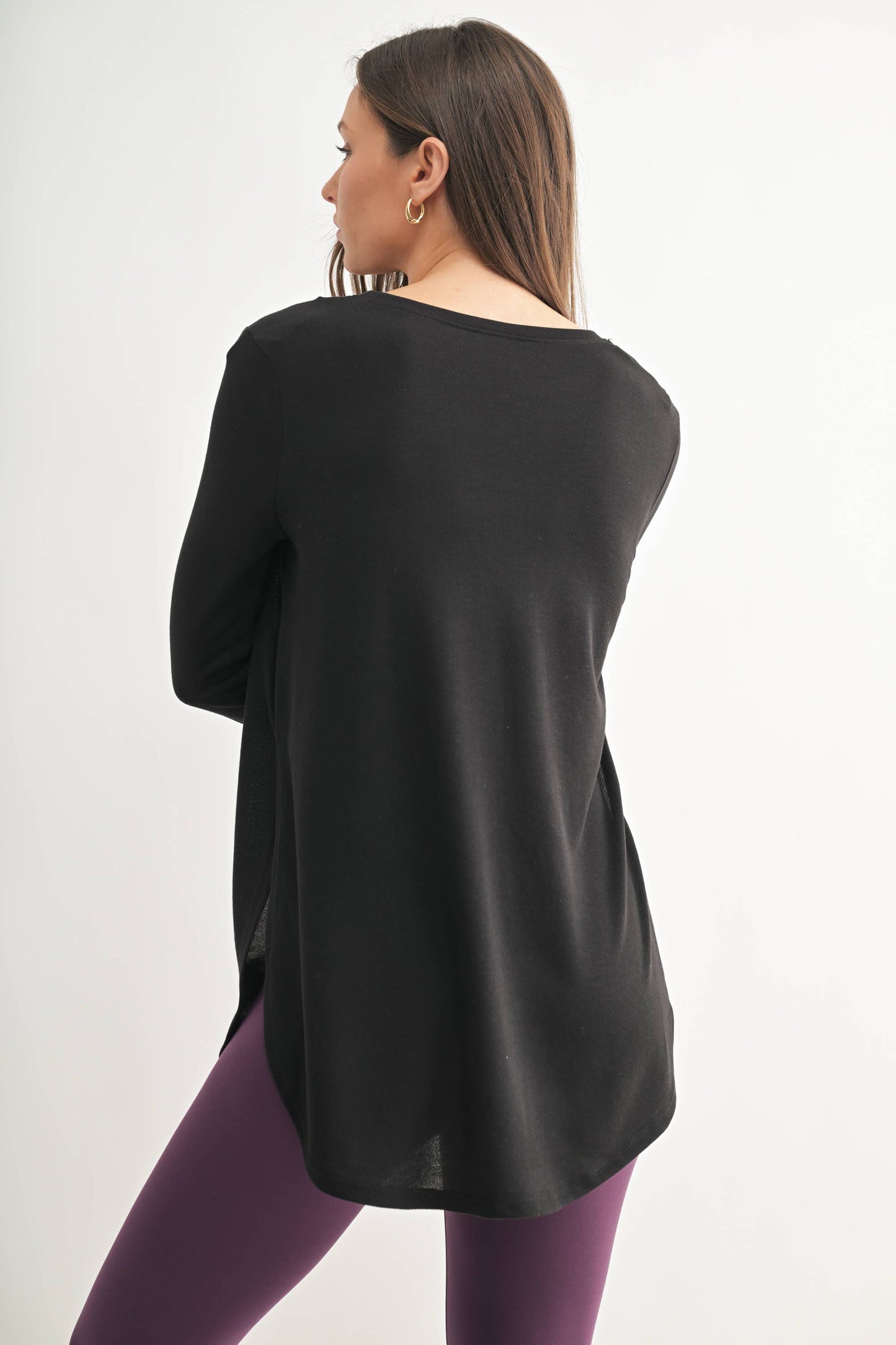 Mono B | Long Sleeve Flow Top with Side Slit