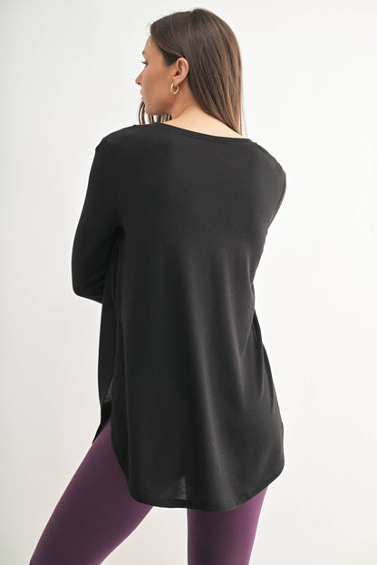 Mono B | Long Sleeve Flow Top with Side Slit