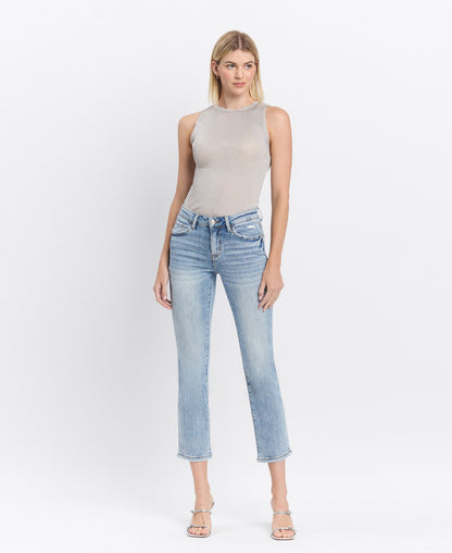 Lovervet | Mid Rise Crop Slim Straight Jeans