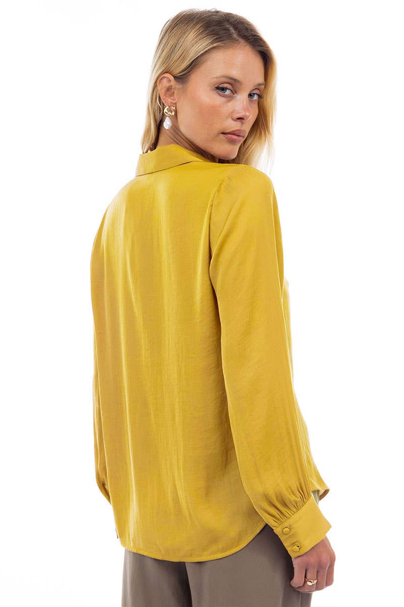 Classic V-Neck Button Down Blouse