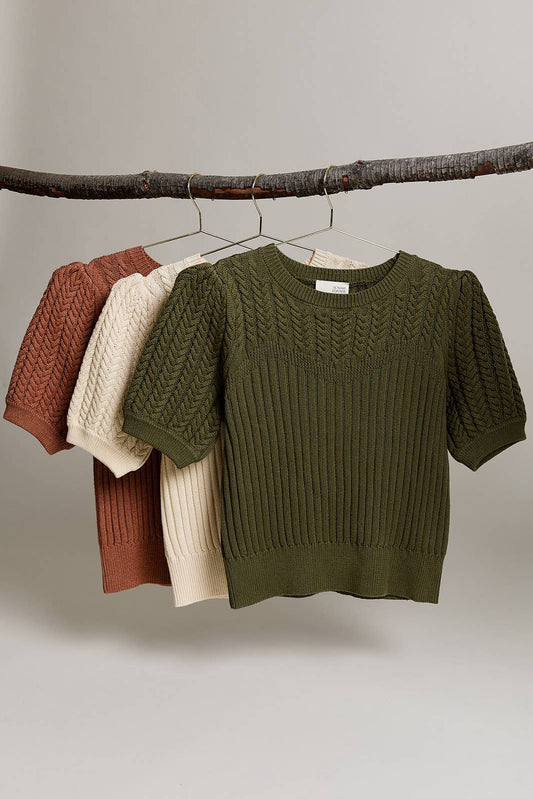 Puff Sleeve Cable Knit Sweater