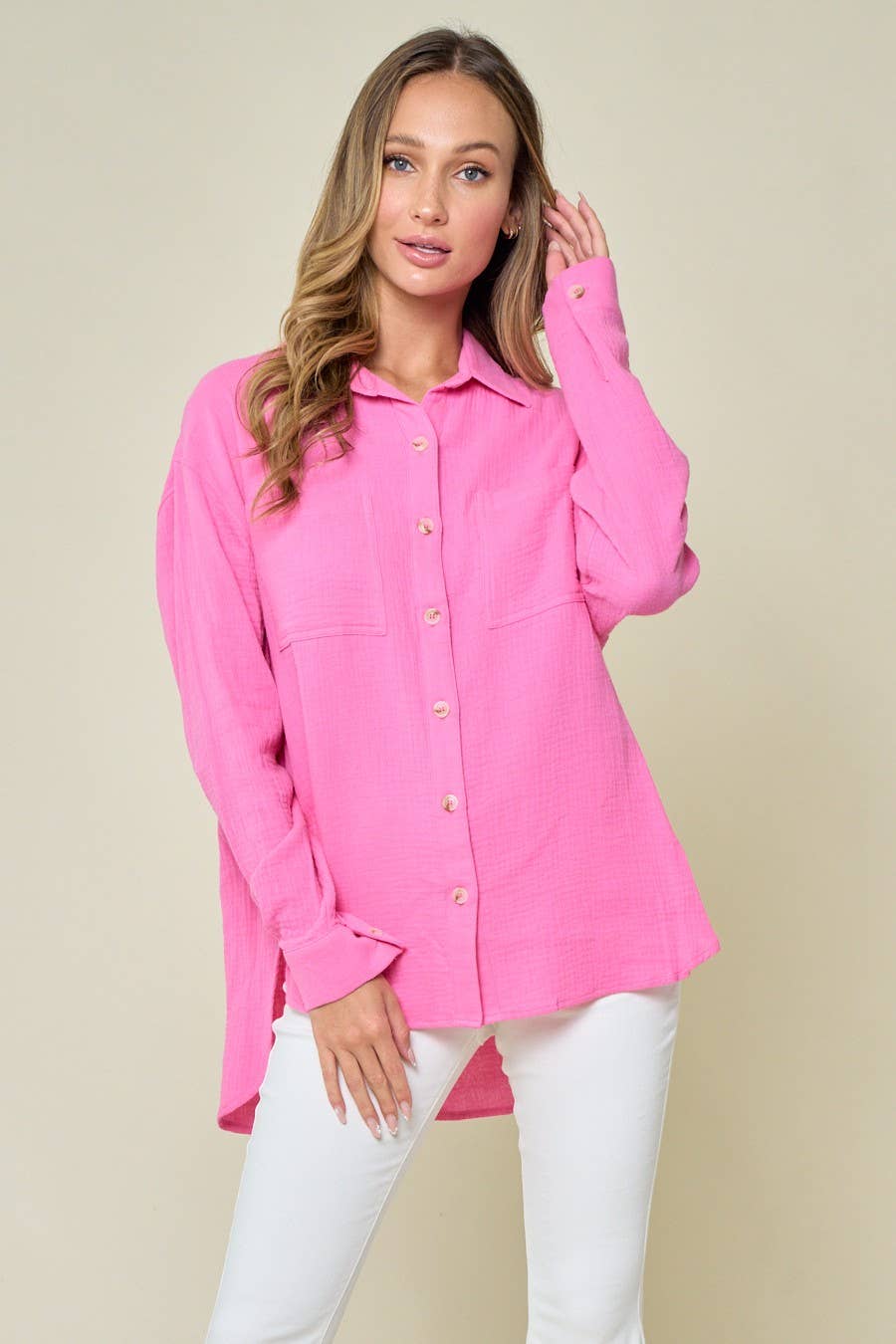 Oversized Gauze Button Down Shirt